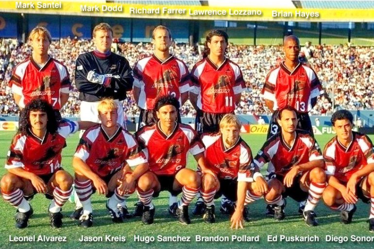 A Dallas Burn starting XI during the 1996 season. (Dallas Burn / MLS)