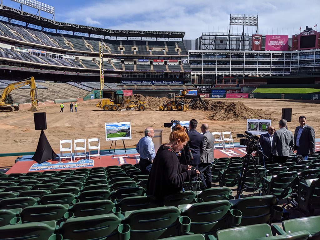 Renovations begin at Globe Life Park for new football and soccer  configurations - 3rd Degree