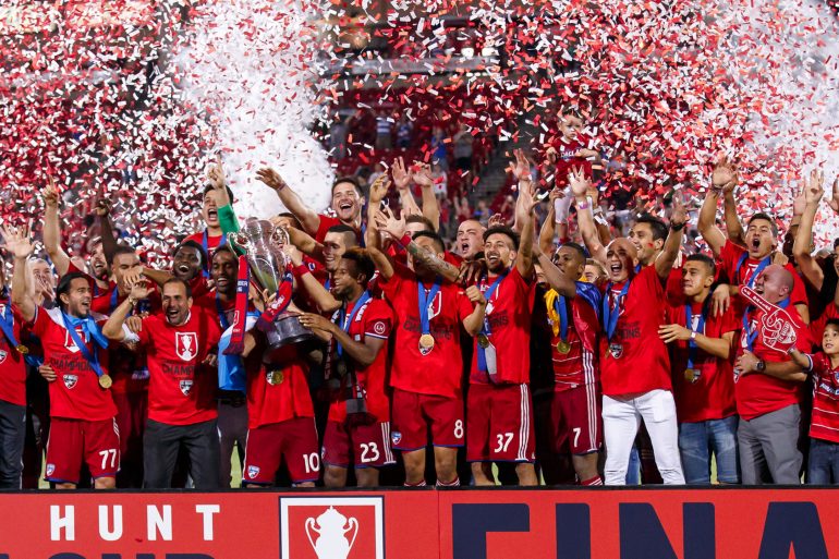 FC Dallas lifts the 2016 US Open Cup. (Matt Visinsky, 3rd Degree)