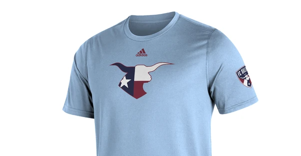 NEW powder blue FC Dallas Adidas Kickoff Tee