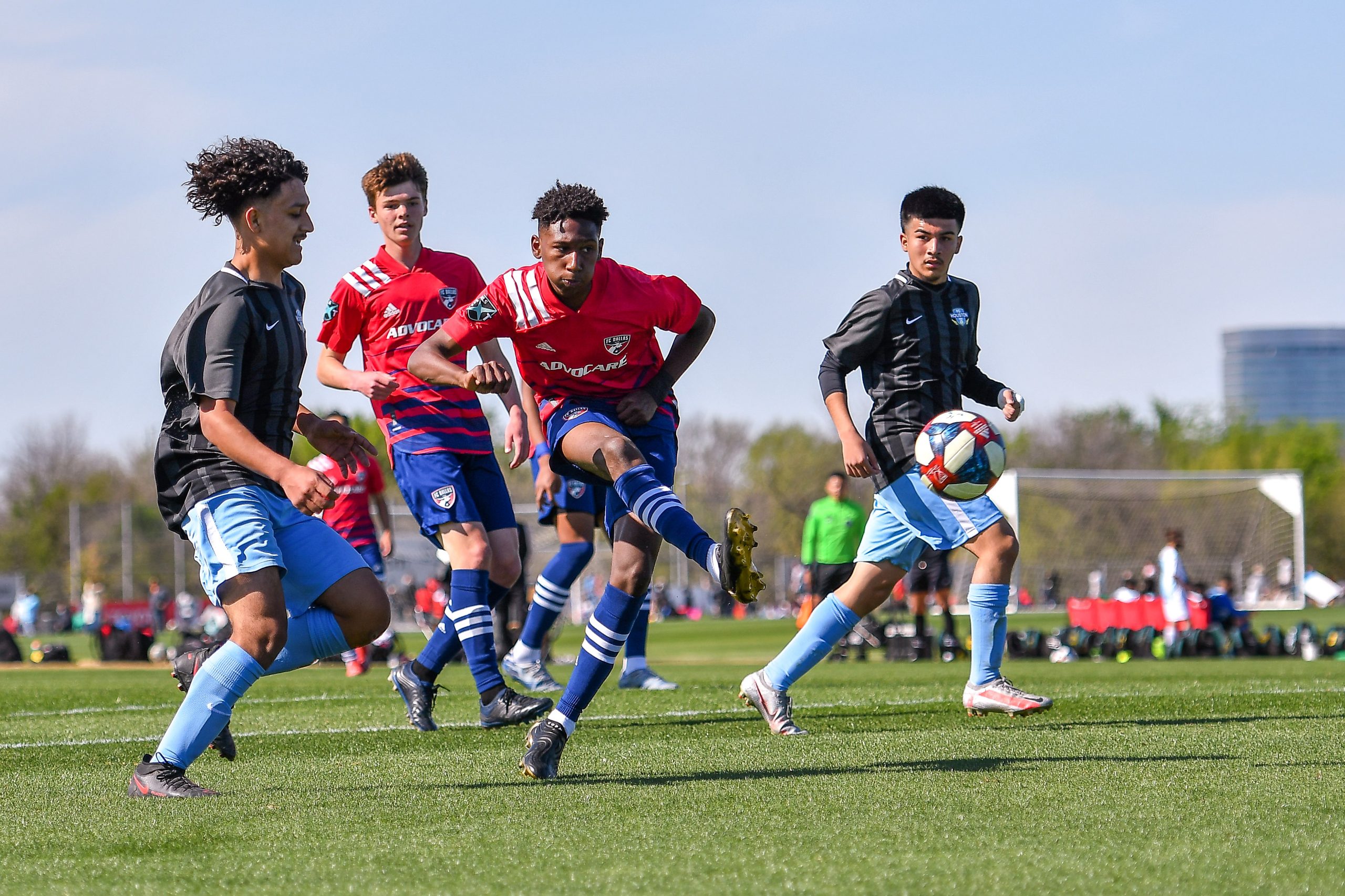 Kristian Kelley shot on goal in the Dallas Cup match against FC Houston Pro.