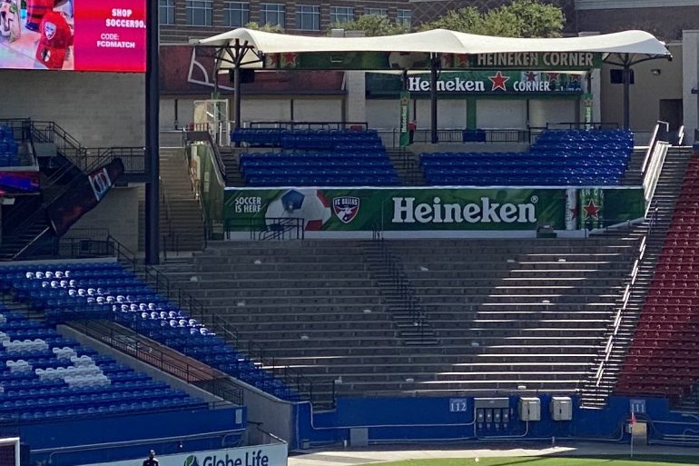 Safe standing section at Toyota Stadium, preseason 2021.