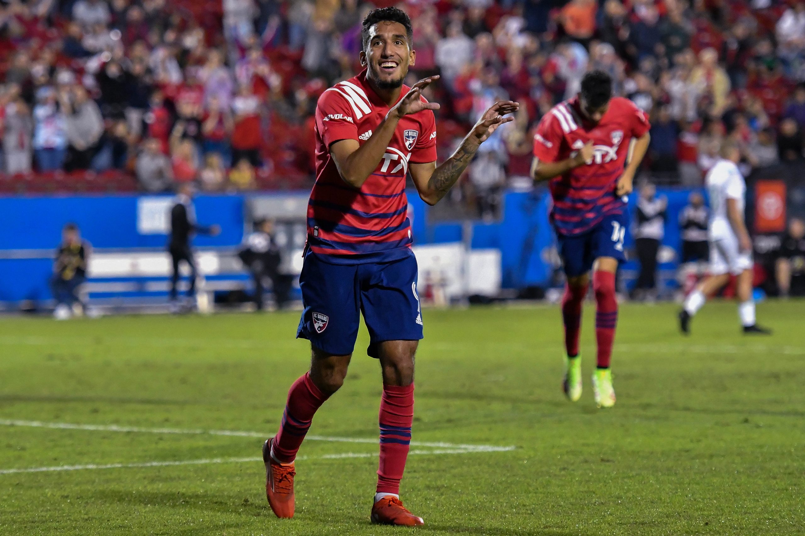 Jesus Ferreira celebrates after scoring in the MLS match against Austin FC.