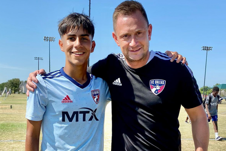 Diego "Echy" Echevarria (left) with his 2021-22 U13 Coach Adam Wells. (Courtesy Diego Echevarria)