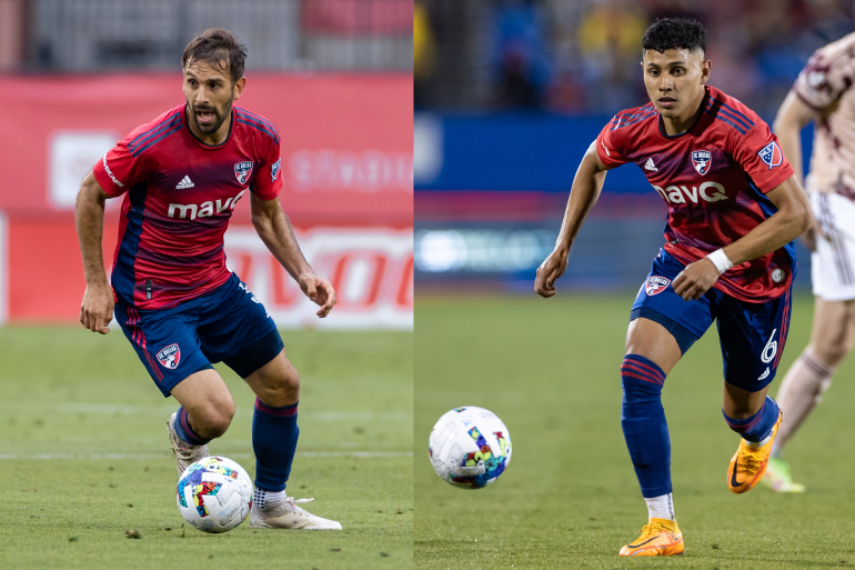 Facundo Quignon (left) and Edwin Cerrillo (right) of FC Dallas, 2022. (Matt Visinsky, 3rd Degree)