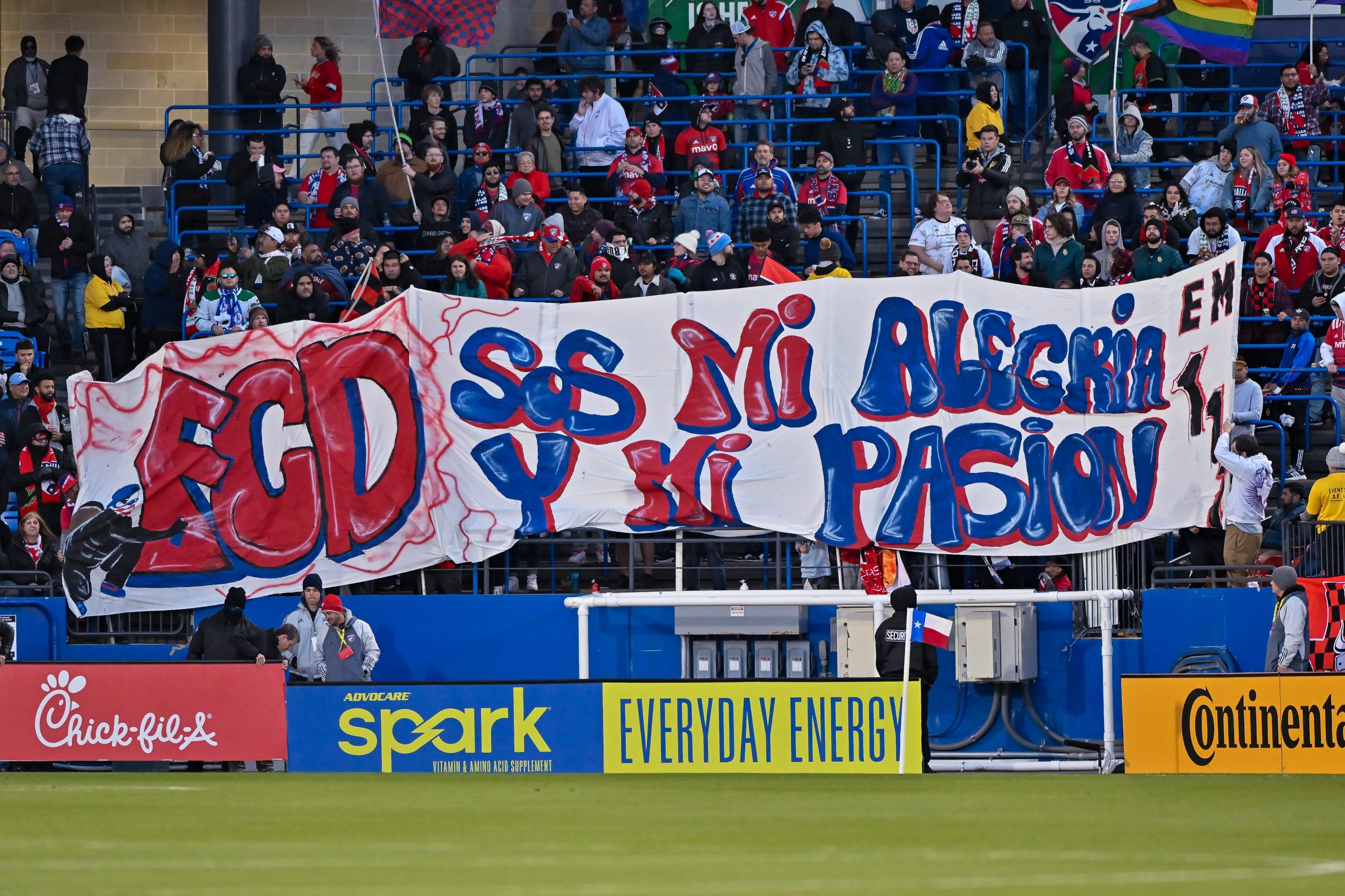 El Matador displays their tifo prior to the MLS match against Sporting KC on Saturday, March 18, 2023, at Toyota Stadium. (Daniel McCullough, 3rd Degree)