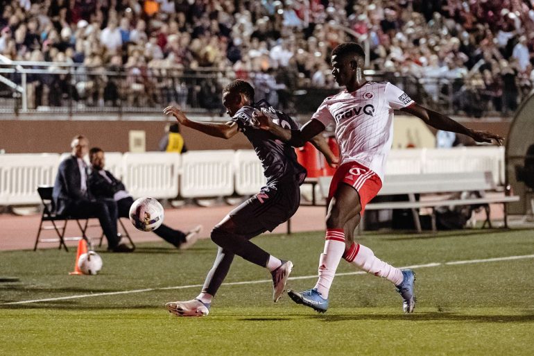 Carl Sainte (in white) playing for North Texas SC in MLS Next Pro. (Courtesy MLS Next Pro)