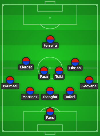 The FC Dallas late game XI vs LAG on March 4, 2023. 