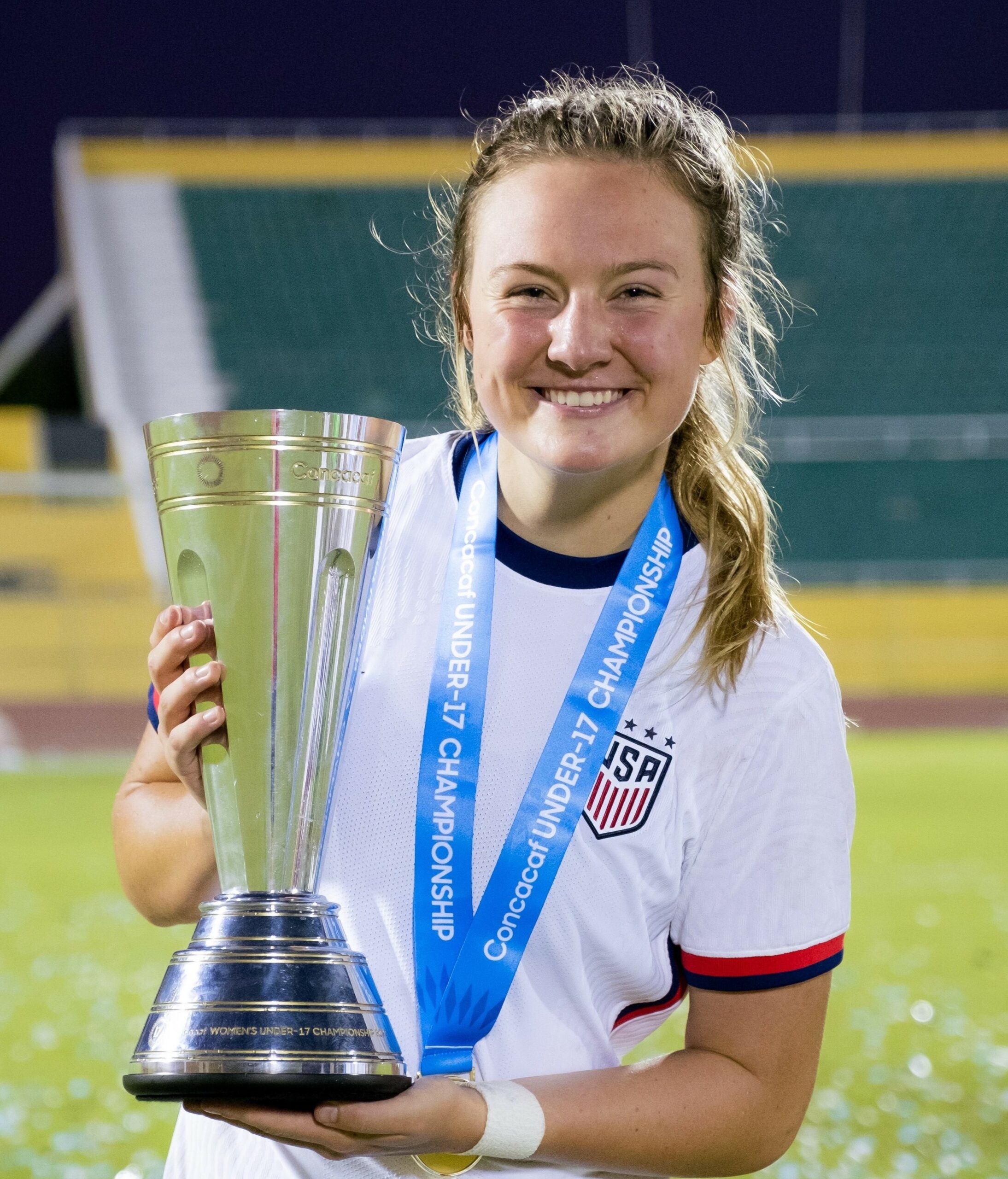Cameron Roller holds the Concacaf U17 Championships trophy. (Courtesy US Soccer)