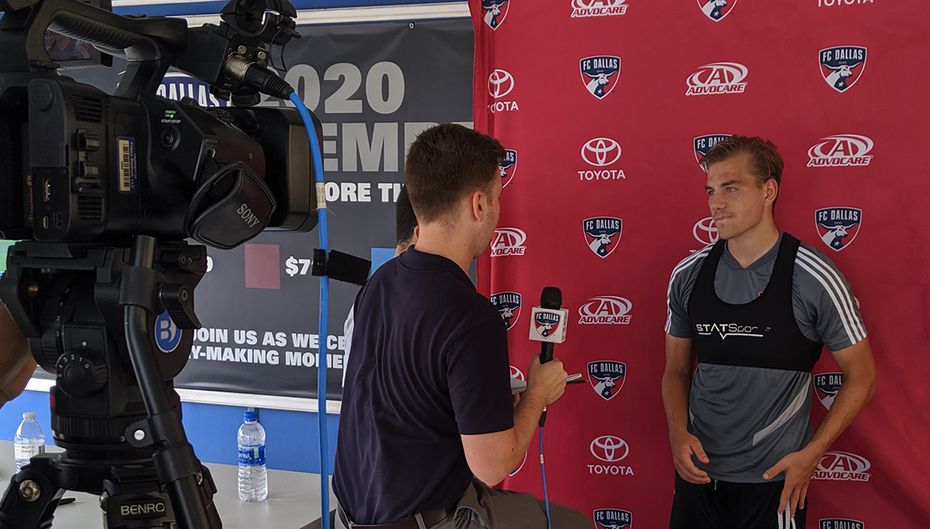 Paxton Pomykal answers media questions following FC Dallas training. (9-25-19)(3rd Degree / Buzz Carrick)