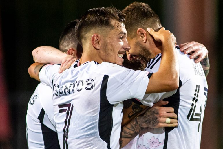 DC United celebrates their goal against FC Dallas, July 4, 2023. (Courtesy DC United)