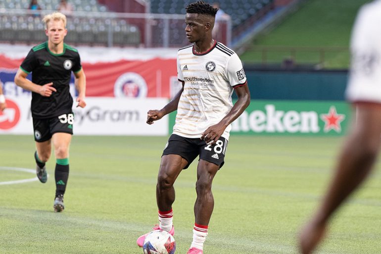 Carl Sainte gets two assists vs Tacoma, August 20, 2023. (Courtesy North Texas SC)