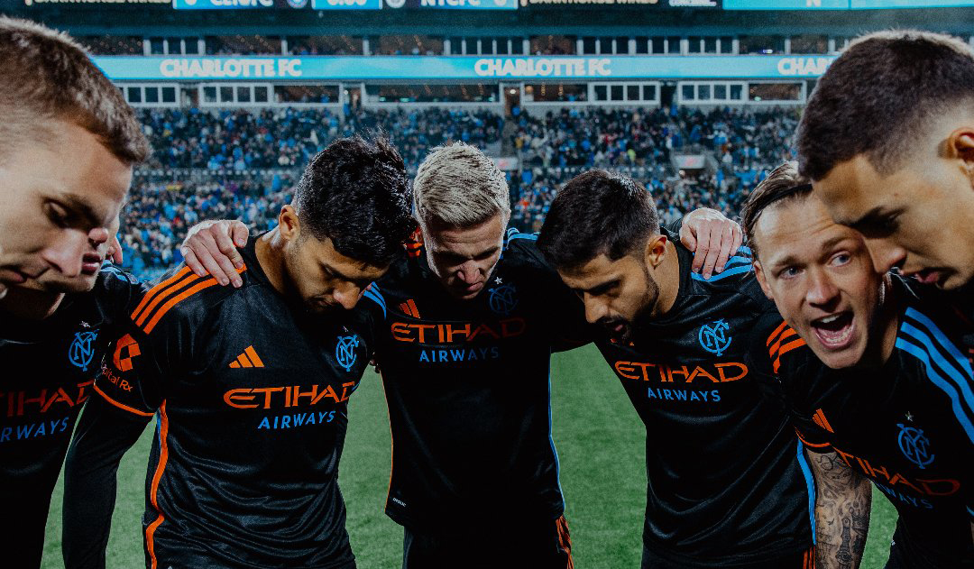 NYCFC get ready for the 2nd half against Charlotte FC. (Courtesy NYCFC)