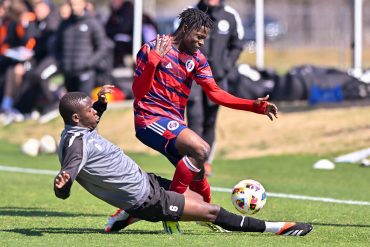 North Texas SC defender Nico Gordon is fouled in the preseason friendly against FC Tulsa at Toyota Soccer Center on Saturday, March 9, 2024. (Daniel McCullough, 3rd Degree)
