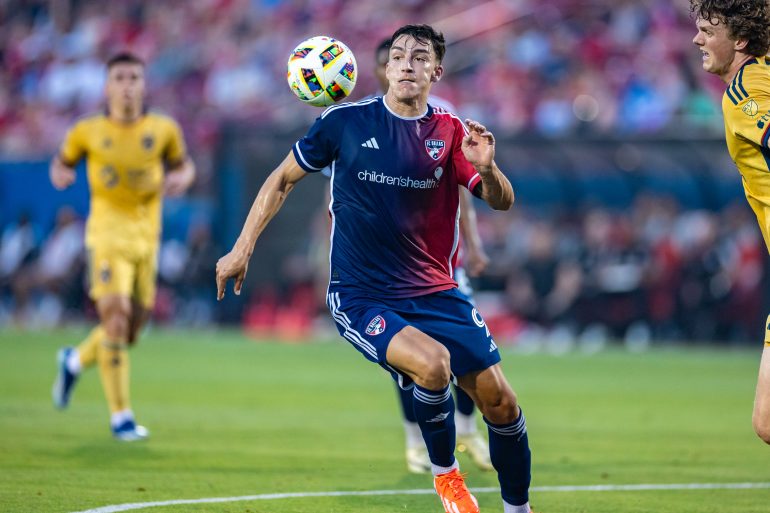 Petar Musa brings the ball down vs Real Salt Lake, May 25, 2024. (Matt Visinsky, 3rd Degree)