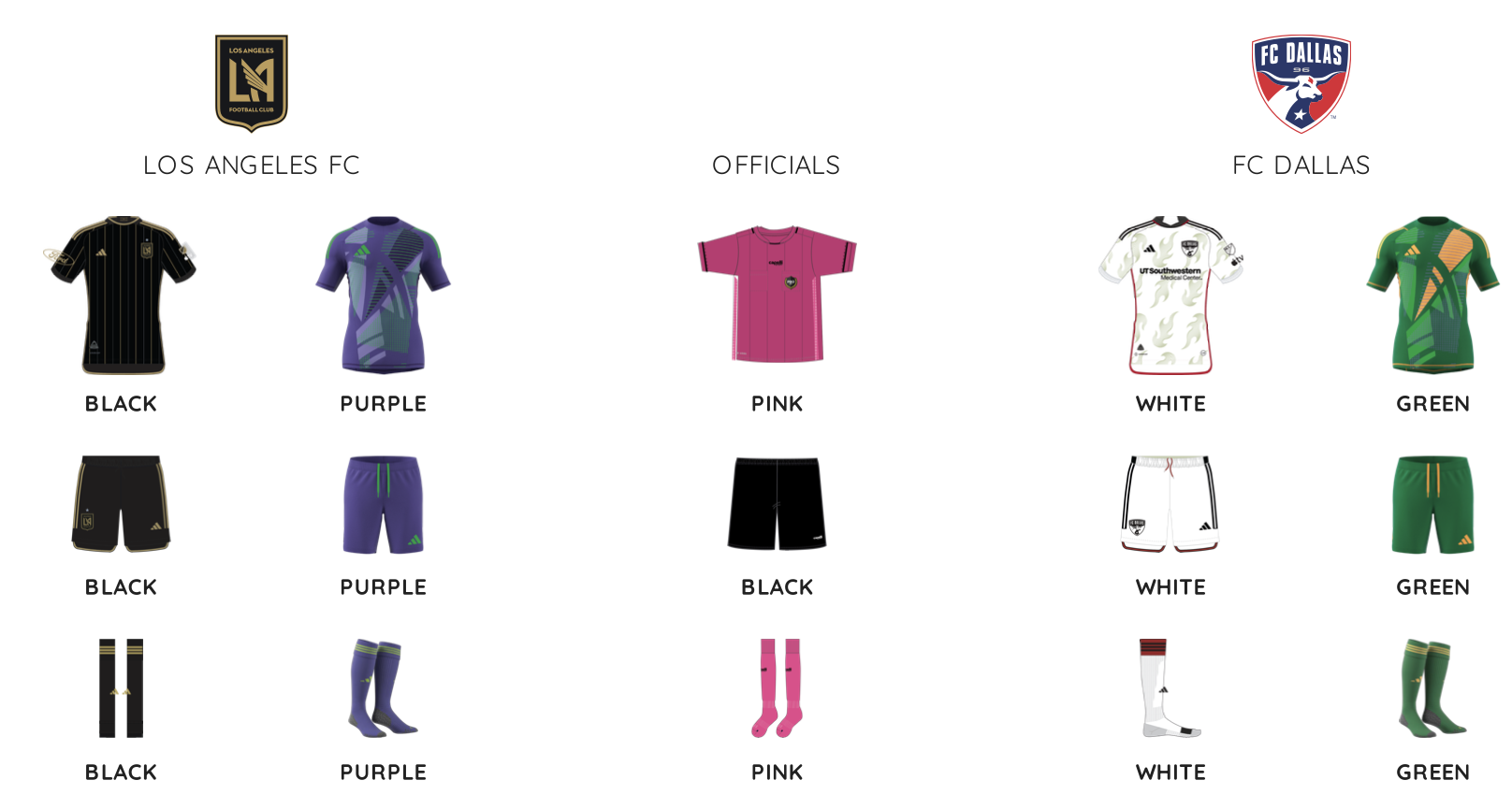 MLS kit assignments for FC Dallas at LAFC, June 1, 2024. (Courtesy MLS)