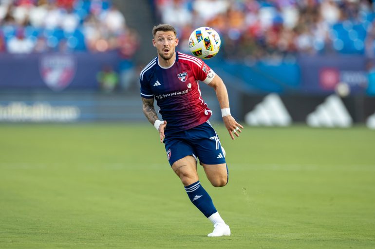 Paul Arriola drives forward against St Louis City, June 15, 2024. (Matt Visinsky, 3rd Degree)