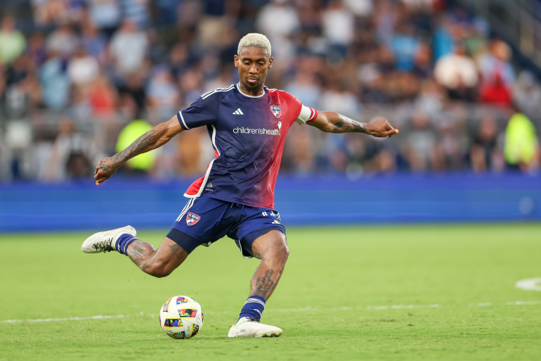 Nkosi Tafari, Captain for the first time for a complete game, takes on Sporting KC, July 7, 2024. (Courtesy FC Dallas)