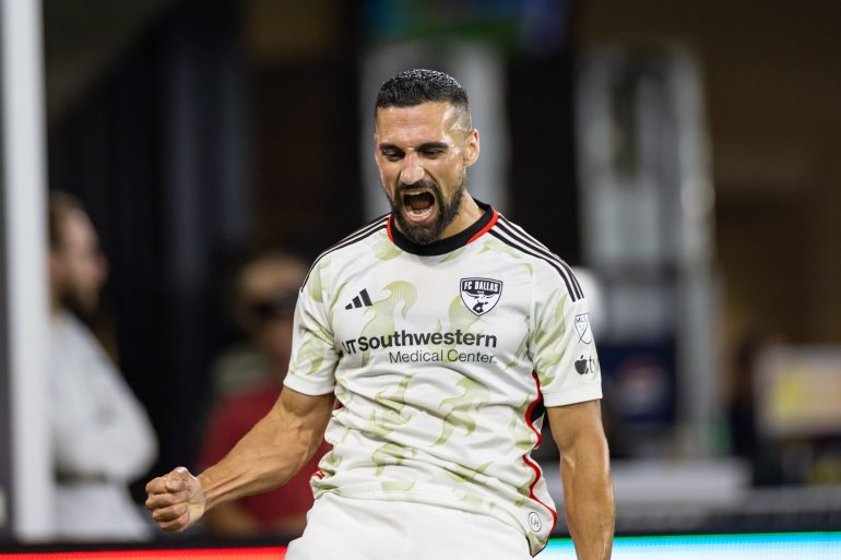 Sebastian Lletget celebrates against DC United, August 24, 2024. (Courtesy FC Dallas)
