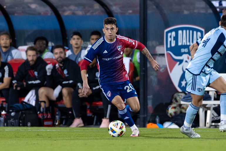 Alan Velasco charges upfield against Sporting KC in the 2024 season final, October 19, 2024. (Matt Visinsky, 3rd Degree)