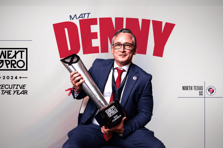 Matt Denny, General Manager of North Texas SC, has been named the MLS Next Pro’s 2024 Executive of the Year.