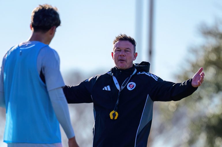 John Gall leads North Texas SC in spring camp, 2025. (Courtesy North Texas SC)