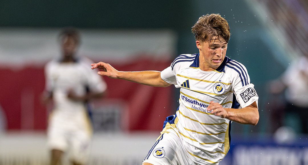 Caleb Swann takes on Austin FC II. (Courtesy North Texas SC)