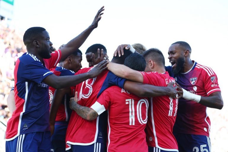 FC Dallas celebrates against Inter Miami, April 27, 2025. (Courtesy MLS)