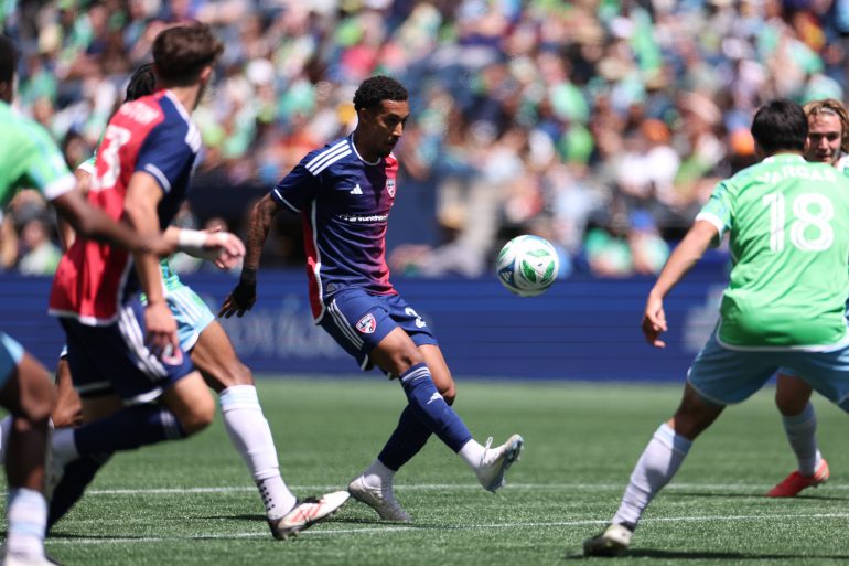 Pedrinho takes on Seattle Sounders, May 24. 2025. (Courtesy FC Dallas)