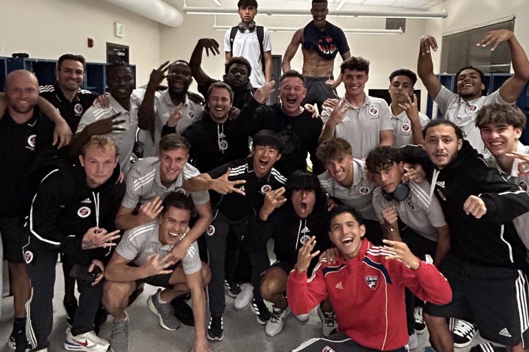 North Texas SC celebrates its 4th-straight win in Next Pro. (Courtesy North Texas SC)