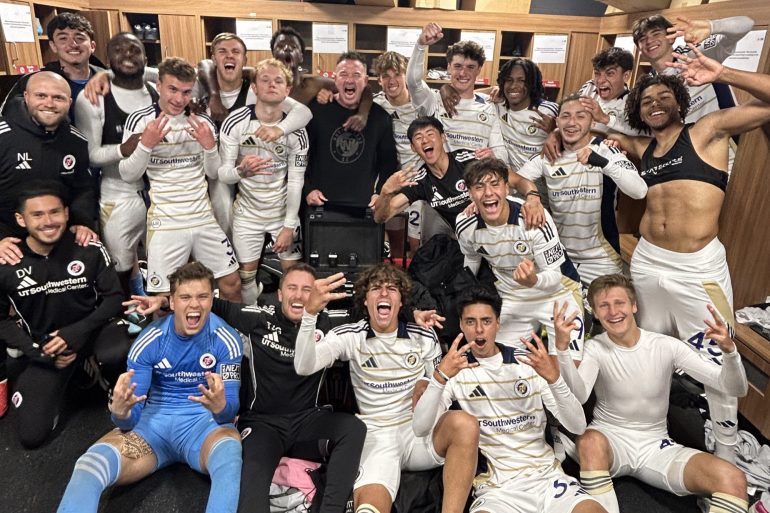 North Texas SC celebrates the win over Minnesota United 2. (Courtesy North Texas SC)