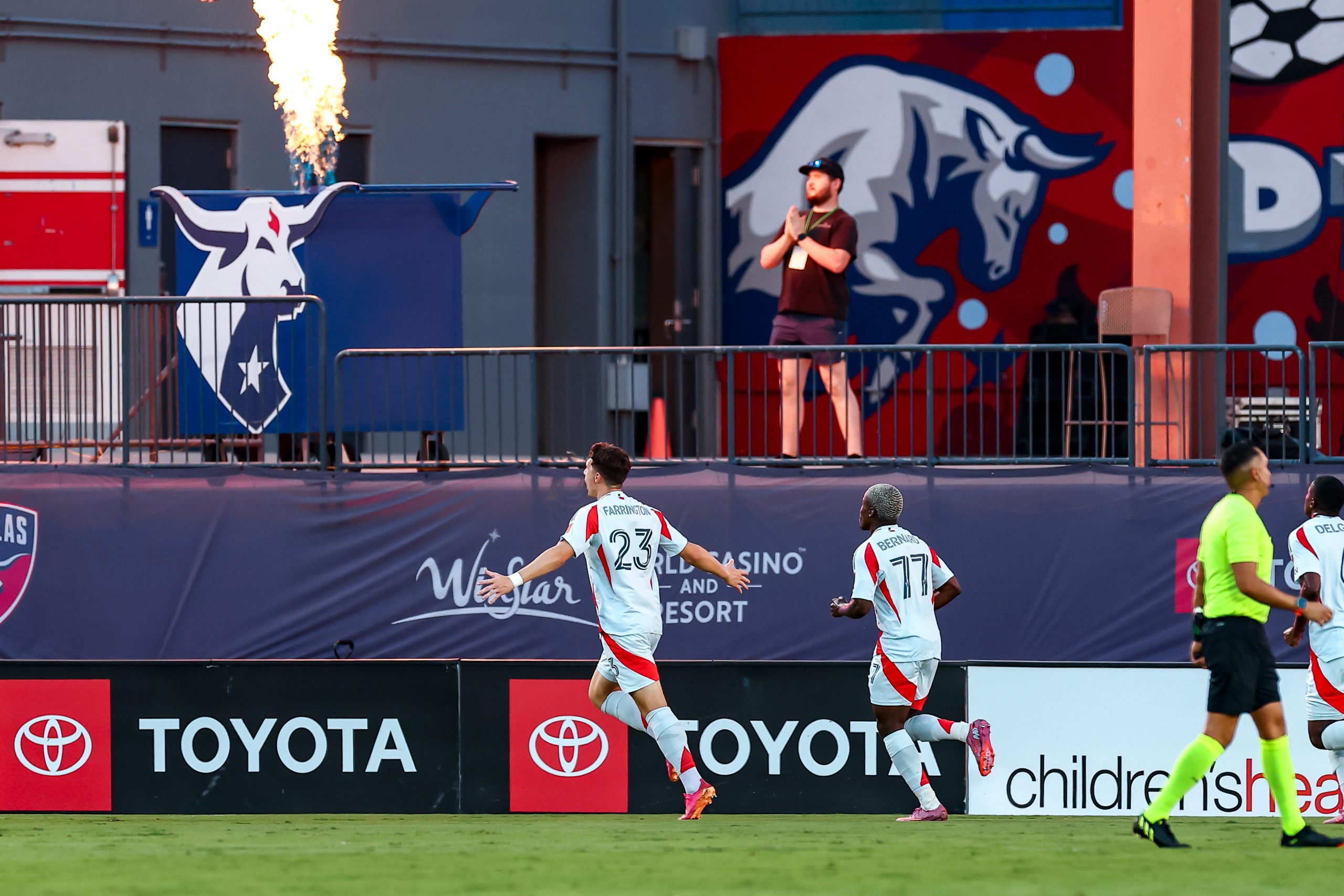 Logan Farrington celebrates his goal against LAFC, August 23, 2025. (Matt Visinsky, 3rd Degree)