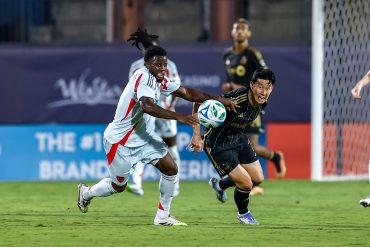 Lalas Abubakar defends Son Heung-min vs LAFC, August 23, 2025. (Matt Visinsky, 3rd Degree)