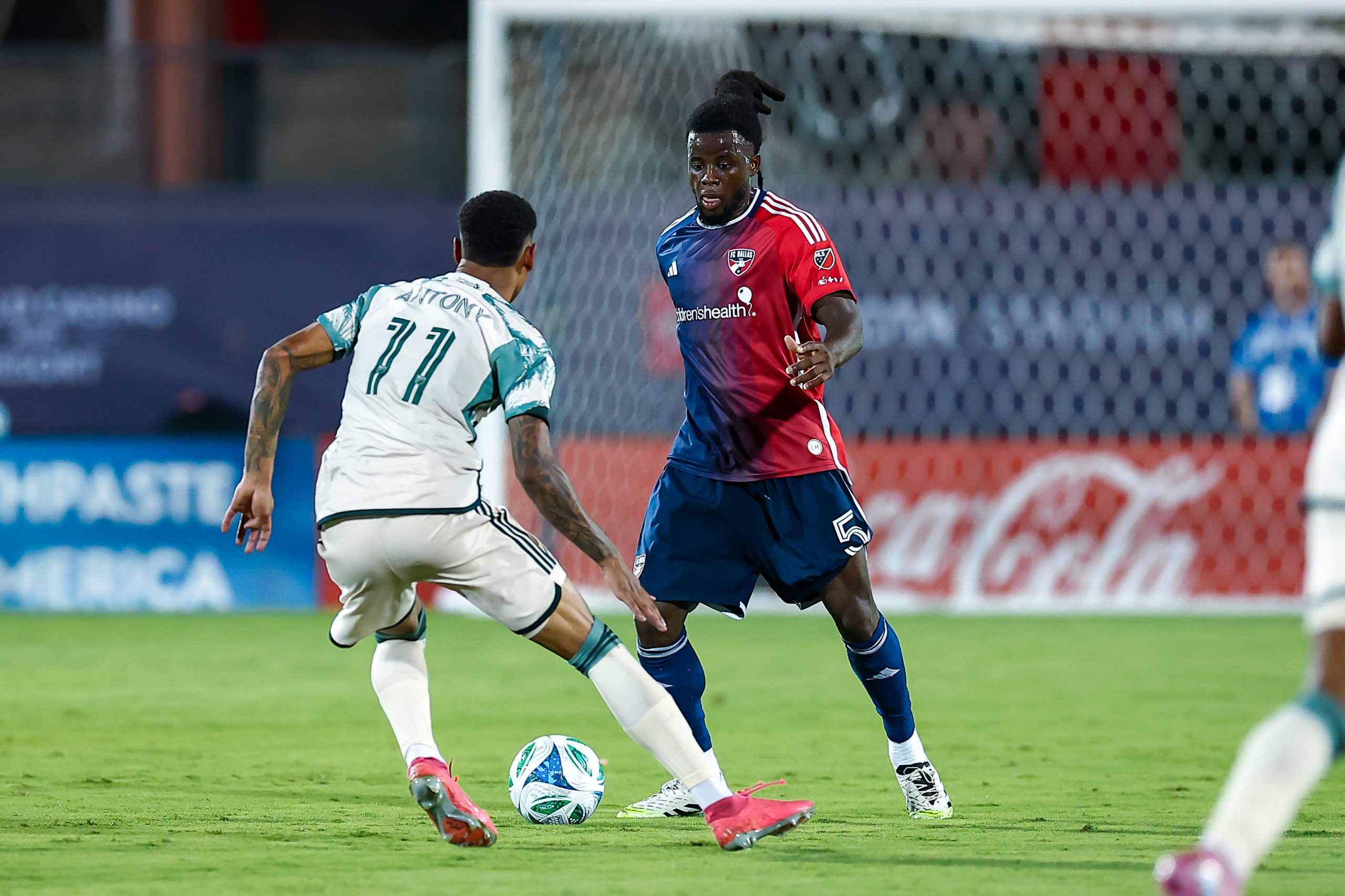 Lalas Abubakar defends against Portland Timbers, August 9, 2025. (Matt Visinsky, 3rd Degree)