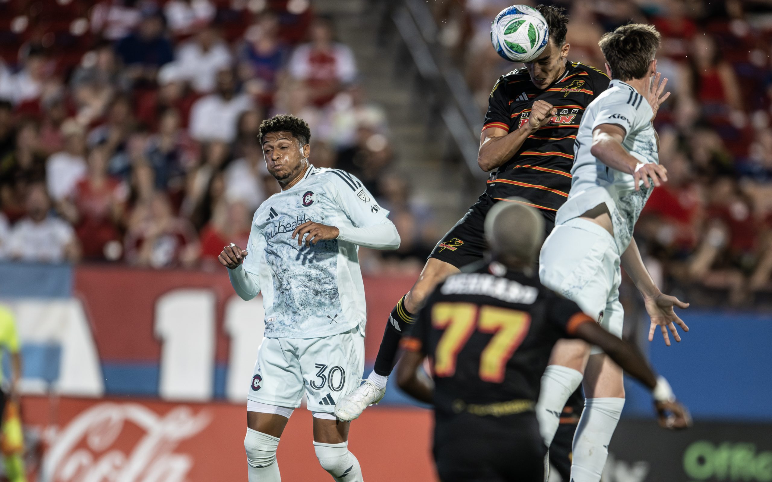 Petar Musa heads the ball back across the box against the Colorado Rapids, Sept 20, 2025. (Mike Brooks, 3rd Degree)