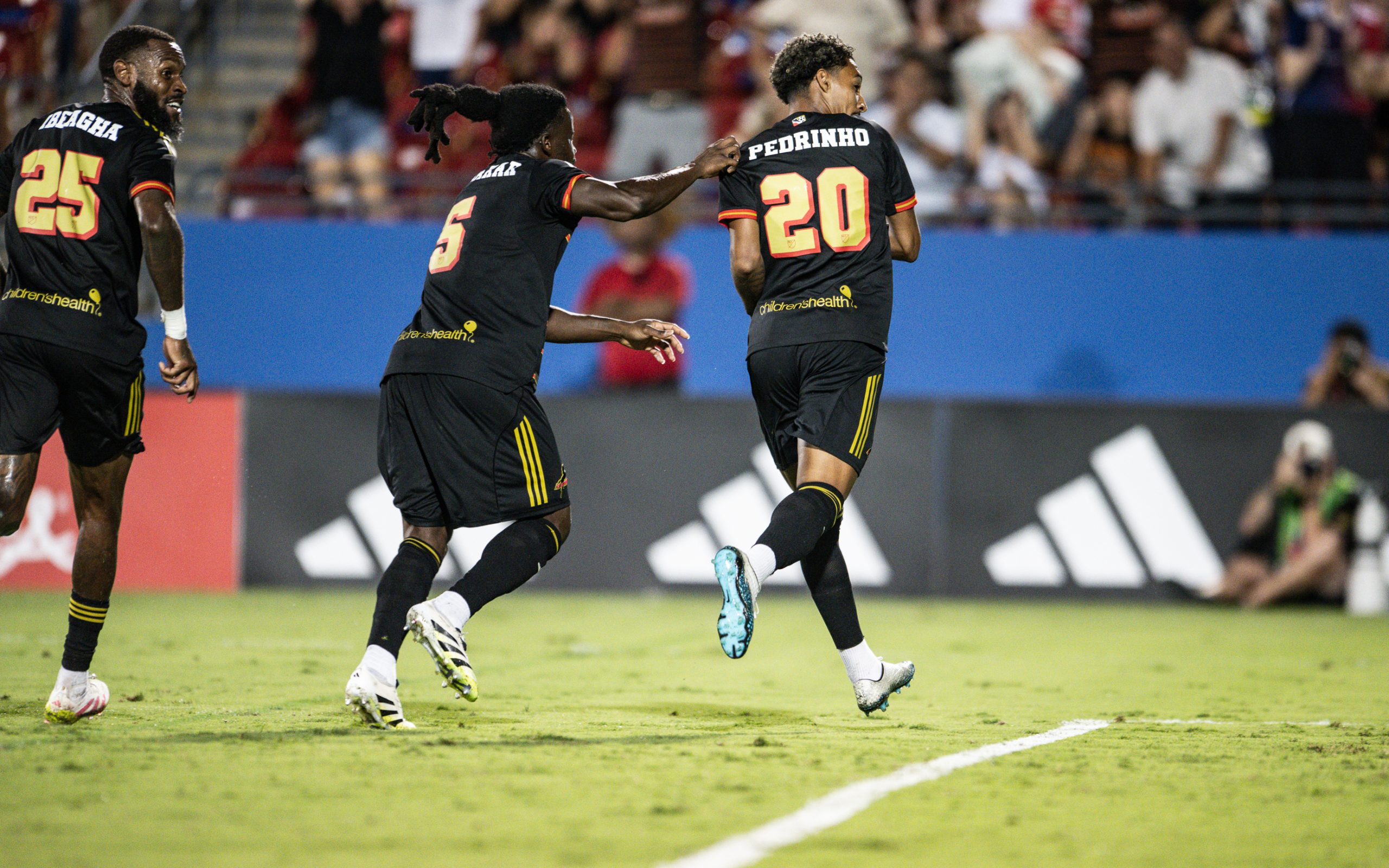 Pedrinho celebrates against the Colorado Rapids, Sept 20, 2025. (Mike Brooks, 3rd Degree)