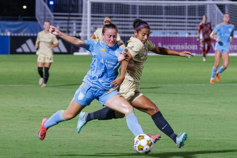 Dallas Trinity battles new expansion side Sporting Jax, September 6, 2025. (Courtesy Dallas Trinity)