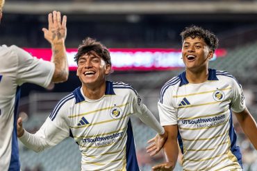 Jaidyn Contreras celebrates his first professional goal! (Courtesy North Texas SC)