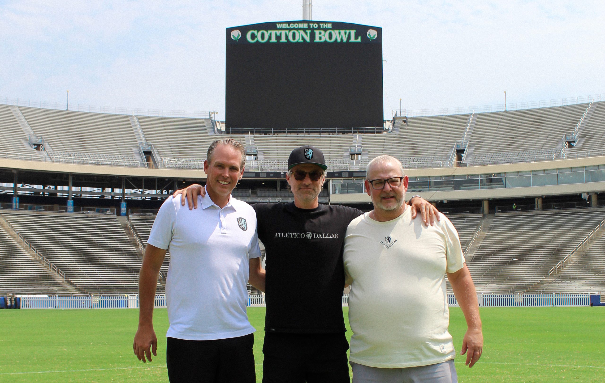 Kyle Martino (center) joins Atlético Dallas Ownership Group. Seen here with Co-Founders Matt Valentine and Sam Morton (Courtesy Atlético Dallas)
