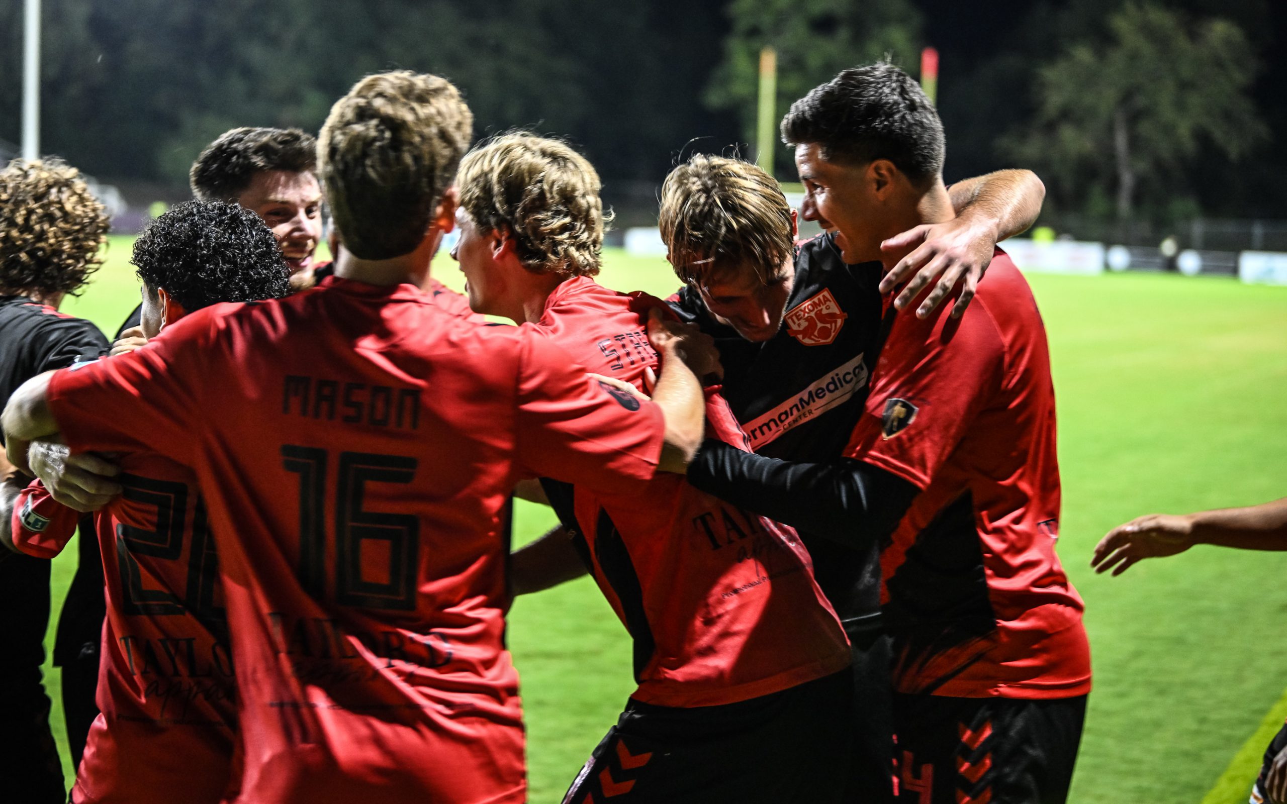 Texoma FC celebrates against the Richmond Kickers, October 11, 2025. (Mike Brooks, 3rd Degree)