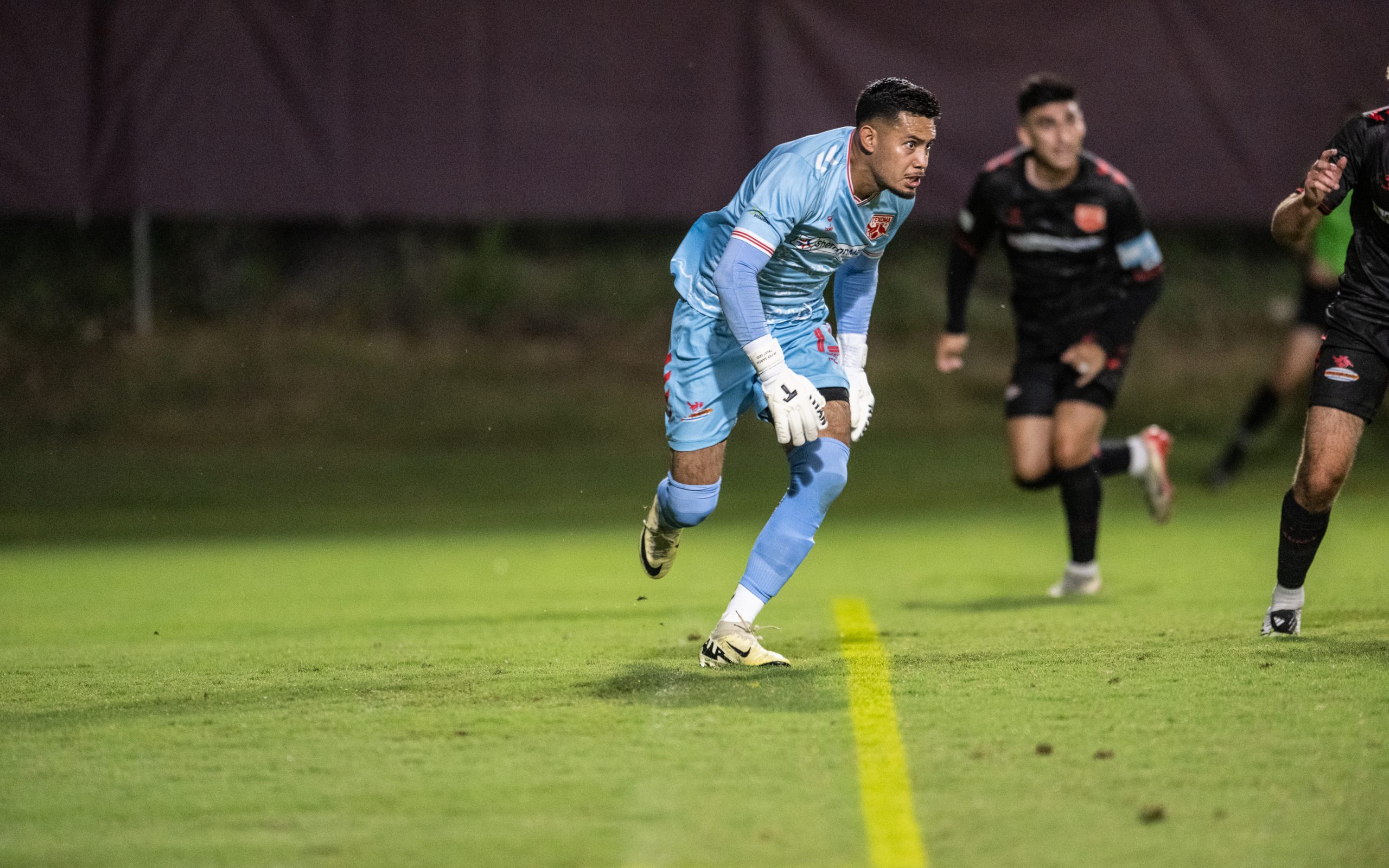 Javier Garcia pursues the ball for Texoma FC against the Richmond Kickers, October 11, 2025. (Mike Brooks, 3rd Degree)