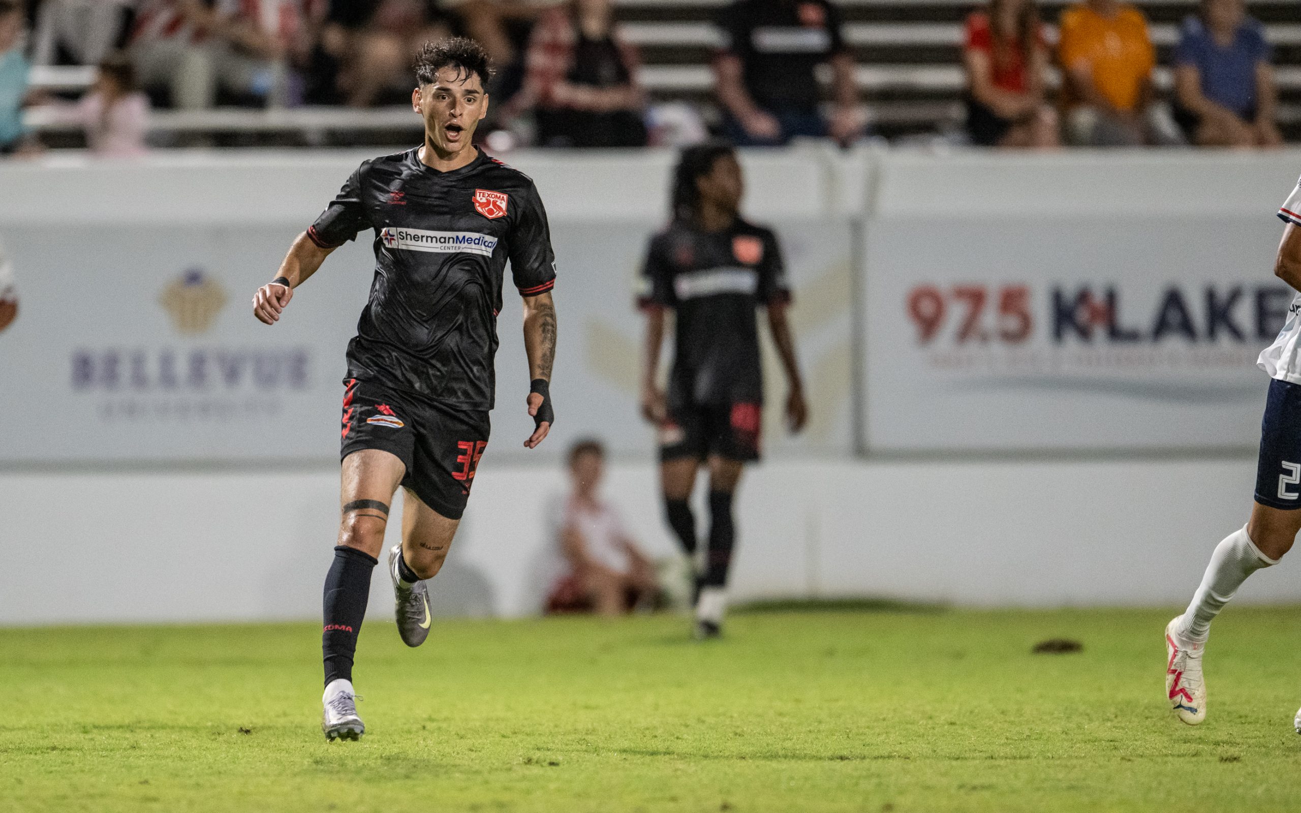 Texoma FC's Brayan Padilla seems excited against the Richmond Kickers, October 11, 2025. (Mike Brooks, 3rd Degree)