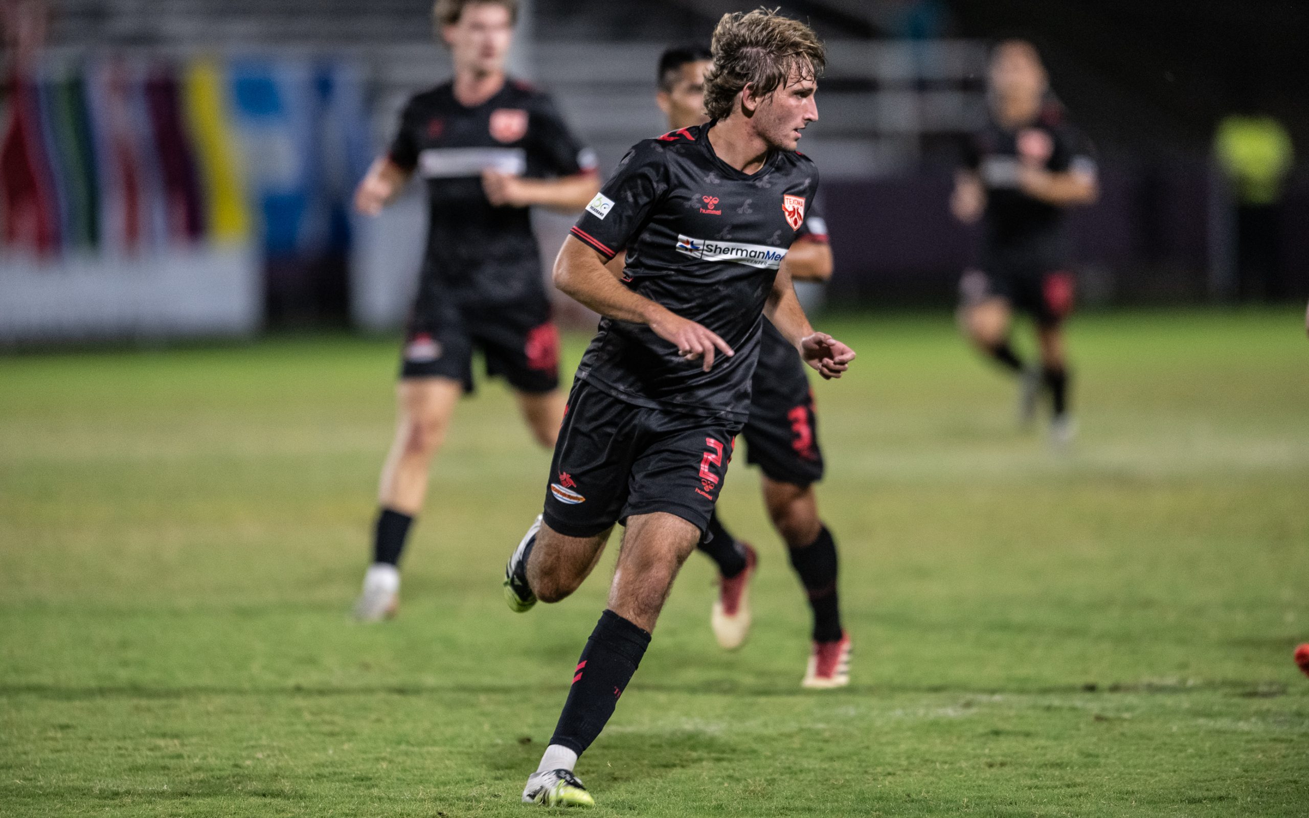 Reid Valentine in defense for Texoma FC against the Richmond Kickers, October 11, 2025. (Mike Brooks, 3rd Degree)