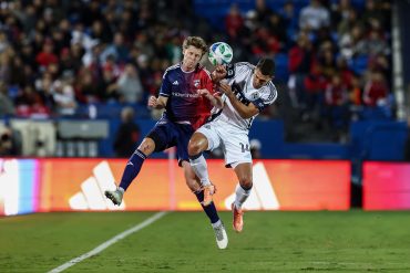 Christian Cappis goes up for a header and pays the price against the Vancouver Whitecaps in the MLS Cup Playoff game 2, November 1, 2025. (Matt Visinsky, 3rd Degree)