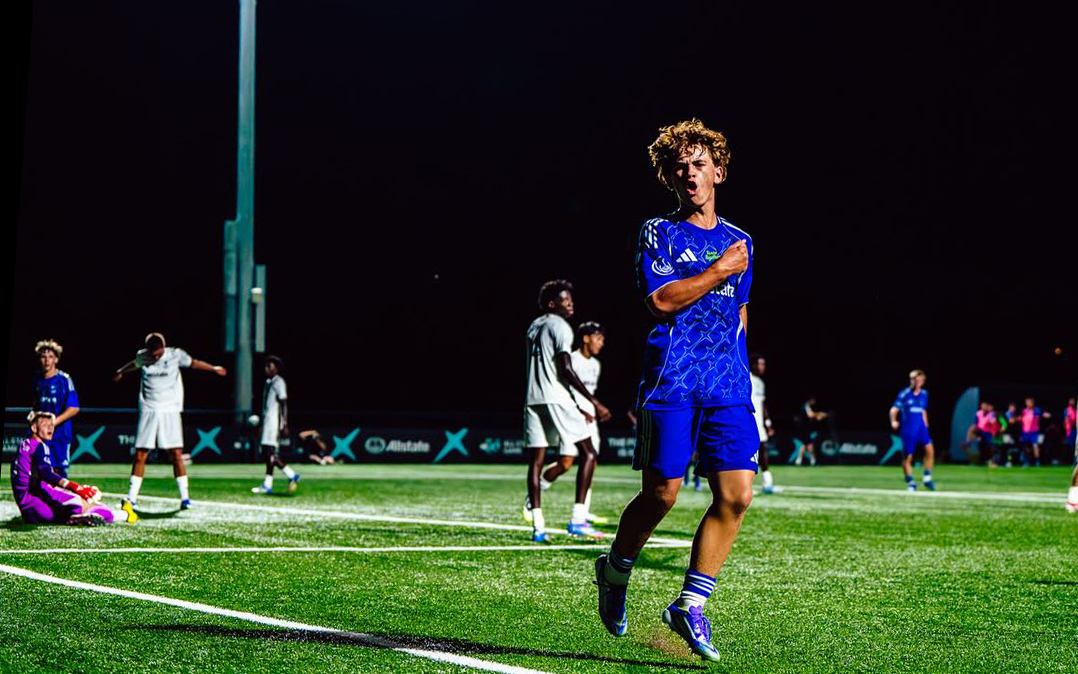 Steel Cook celebrates his goal at the MLS Next Pro All-Star Game. (Courtesy MLS)