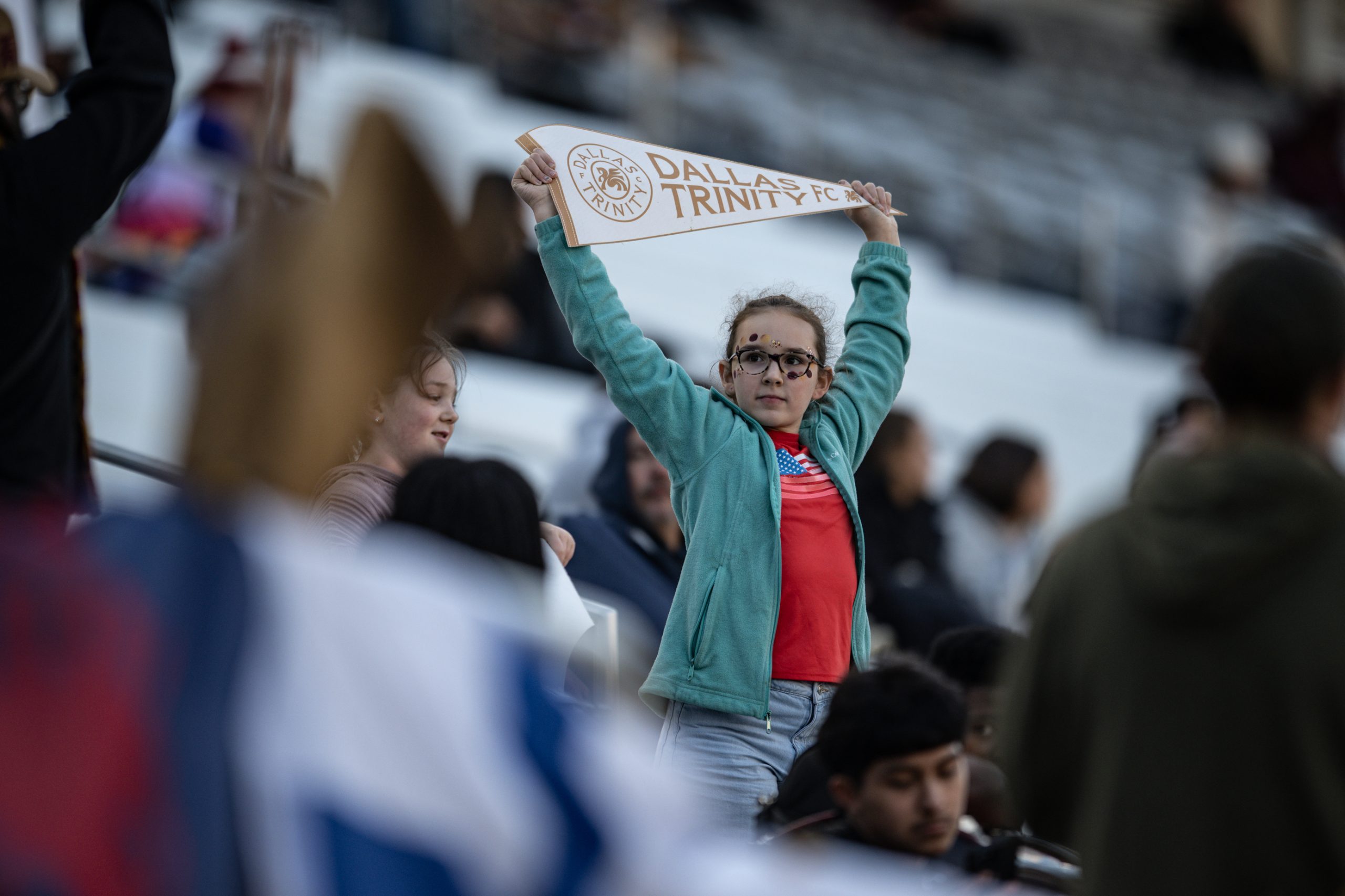 A young Trinity fan takes in the action during the 1-0 Dallas Trinity win over Carolina Ascent, December 13, 2025. (Mike Brooks, 3rd Degree)