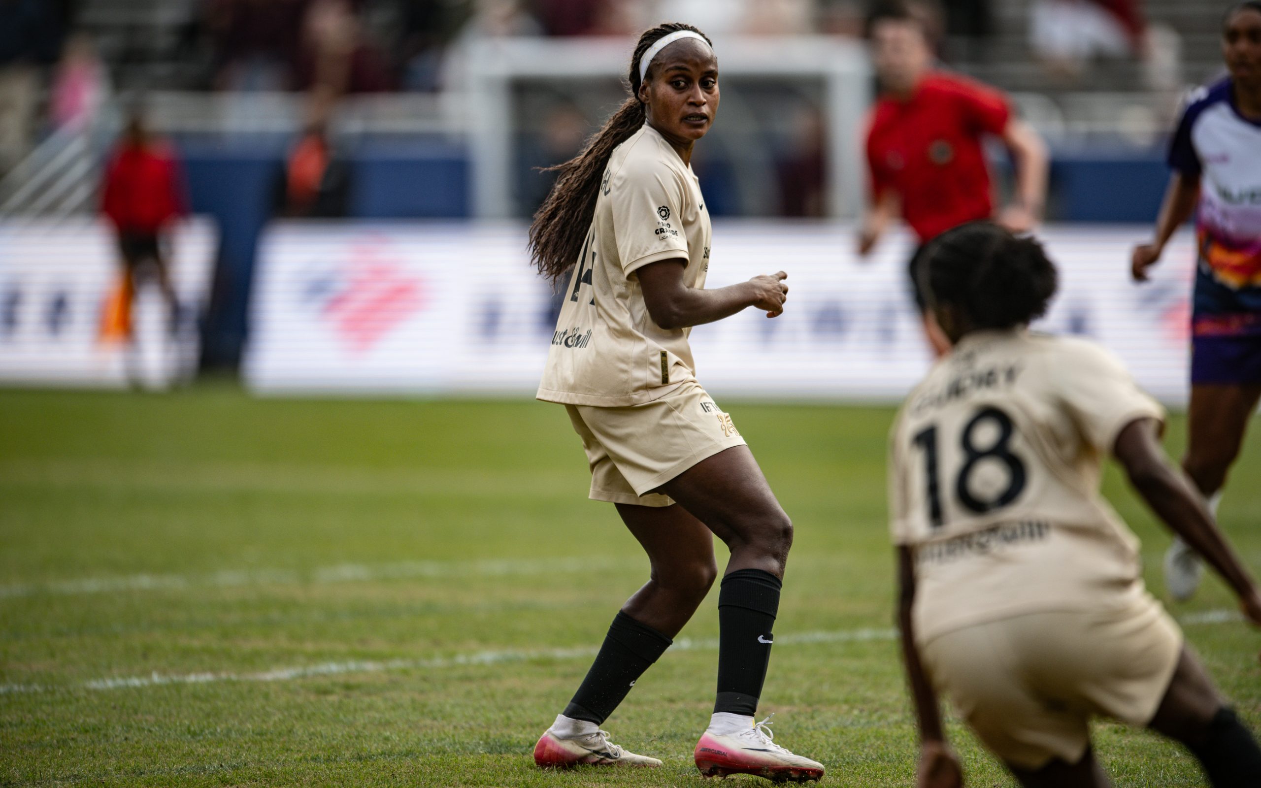 Chioma Ubogagu shoulder checks in the 1-0 Dallas Trinity win over Carolina Ascent, December 13, 2025. (Mike Brooks, 3rd Degree)