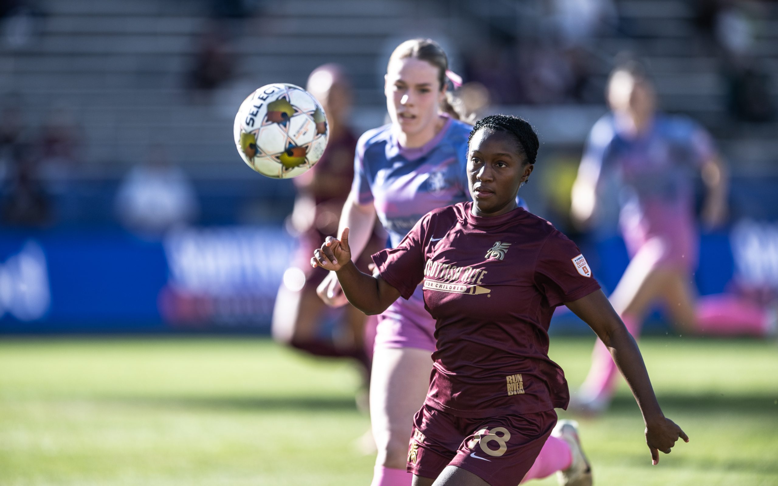 Samar Guidry has her eye on the ball against Lexington FC, December 20, 2025. (Mike Brooks, 3rd Degree)