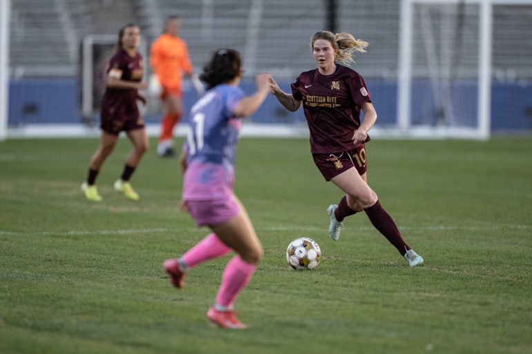 Lexi Missimo sets up a defender against Lexington FC, December 20, 2025. (Mike Brooks, 3rd Degree)