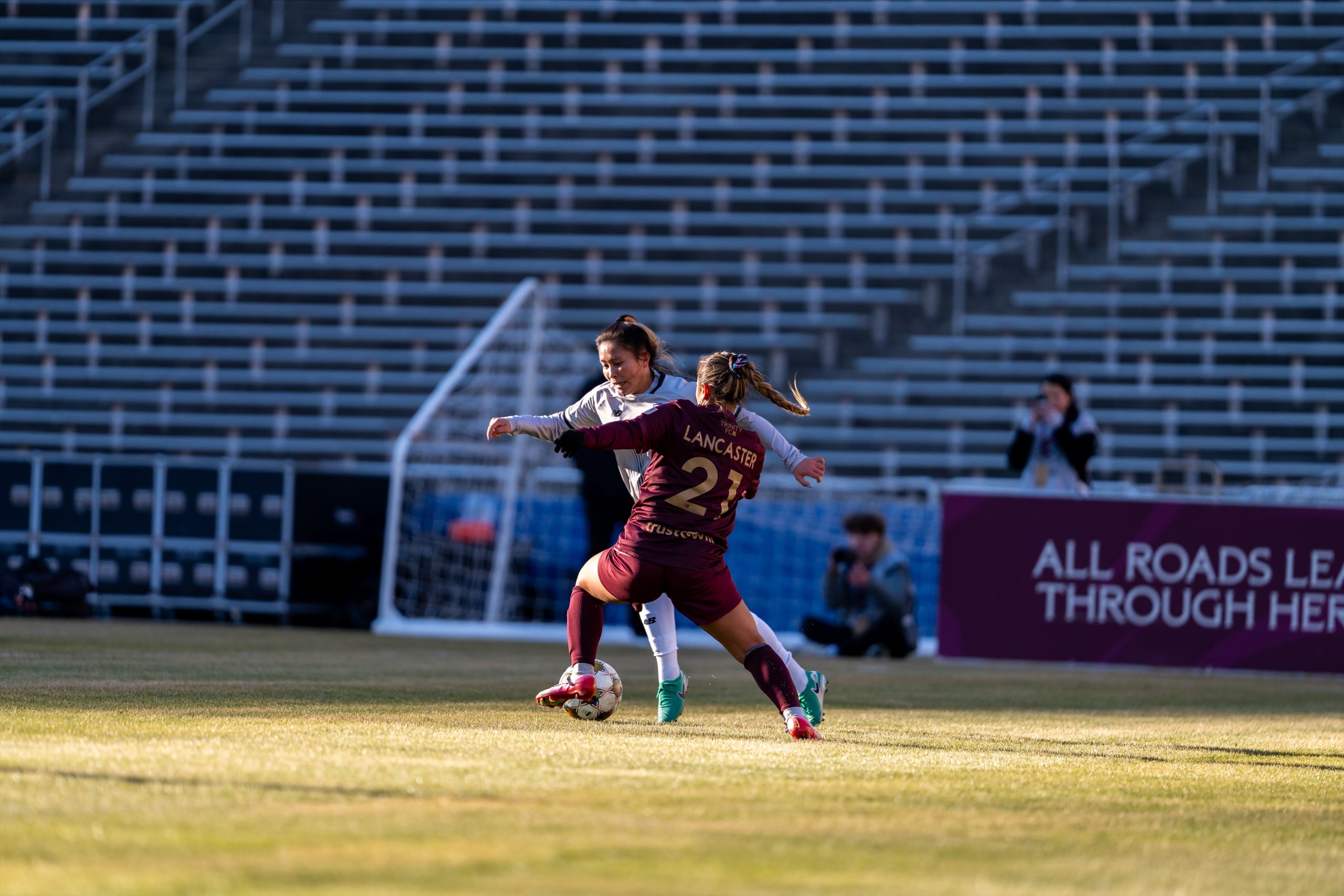 Cam Lancaster battles for the ball - Jan. 31, 2026 - Cotton Bowl Stadium (Photo: Anna Dolmany Courtesy Dallas Trinity FC)